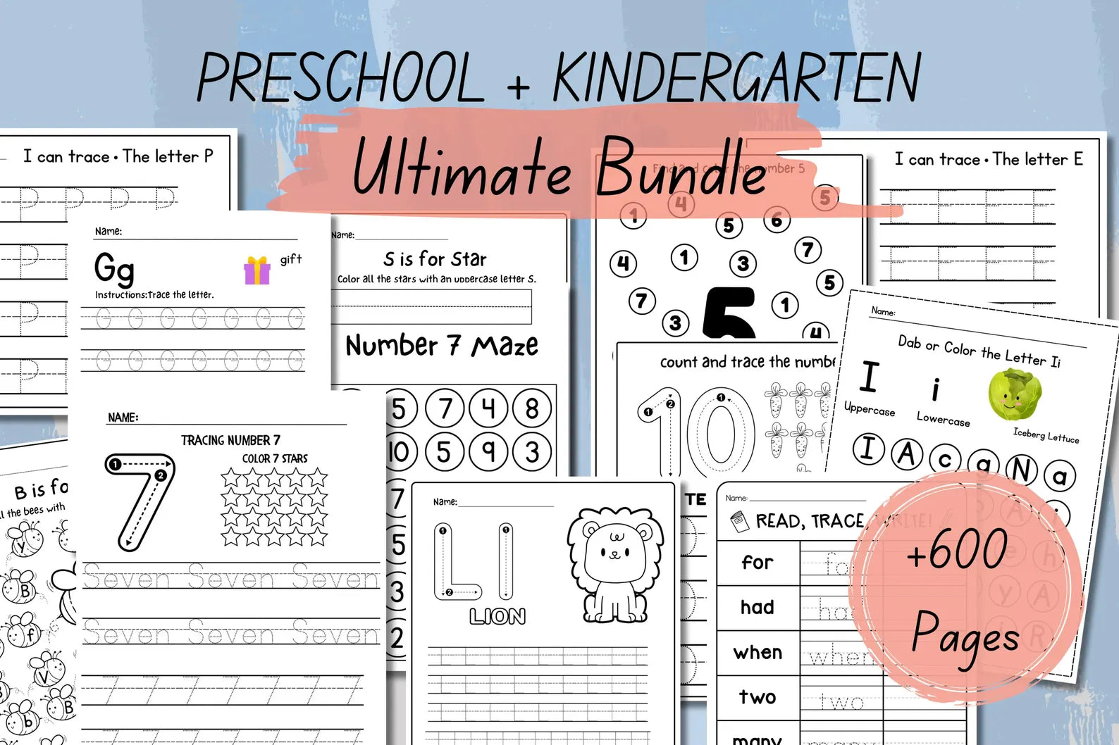 Preschool + Kindergarten Ultimate Bundle overview